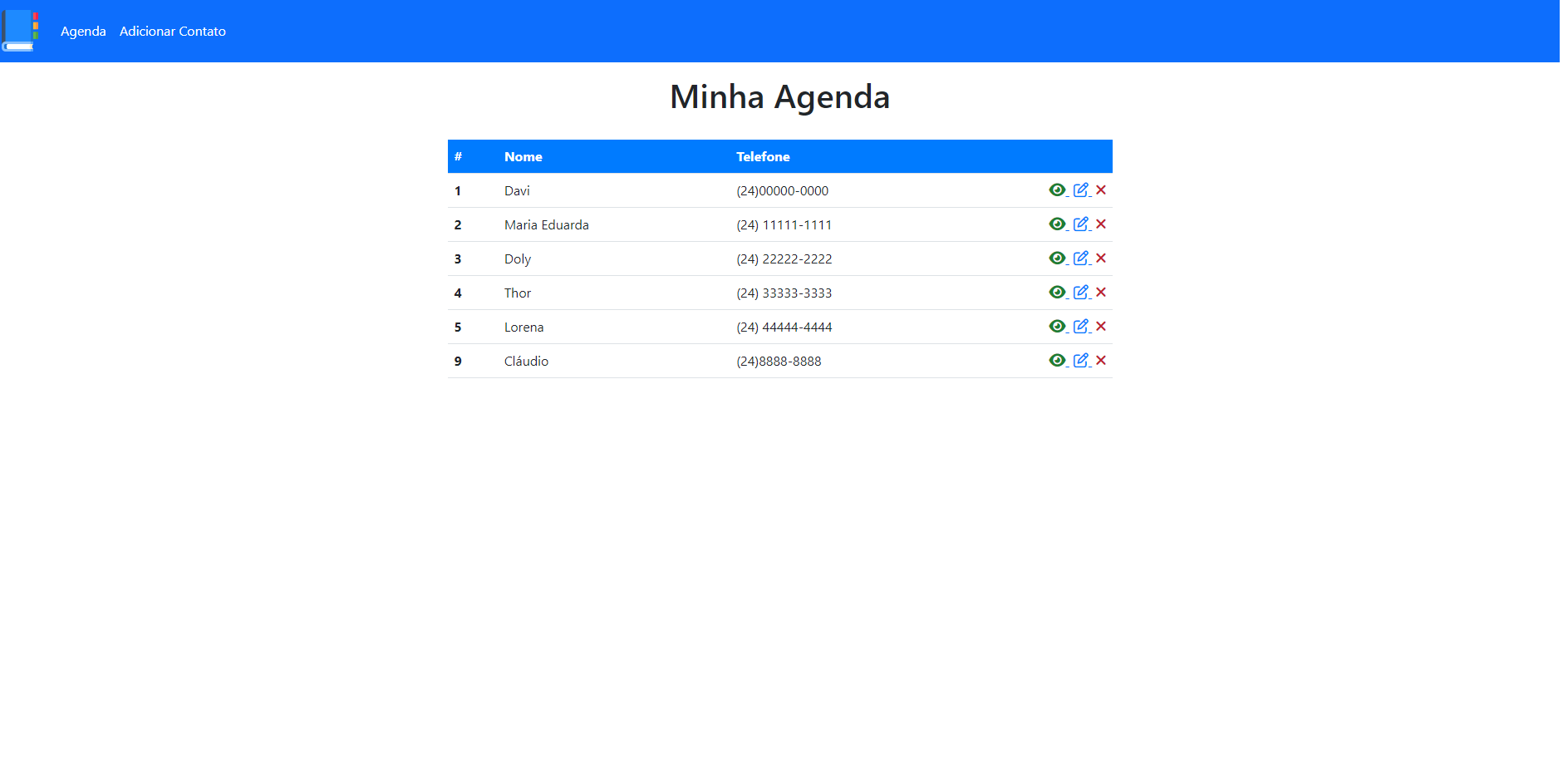 imagem do projeto agenda em php