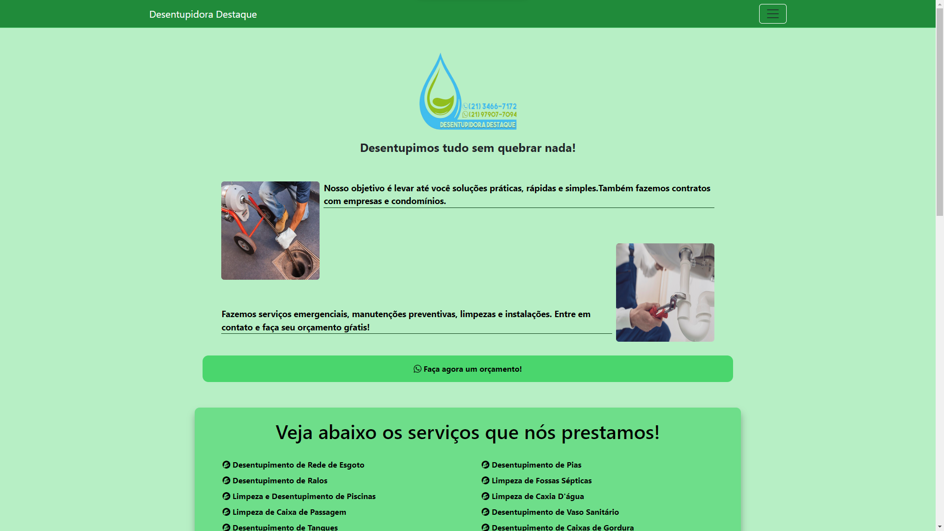 imagem do site da Desentupidora destaque